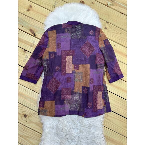 Vintage Whimsigoth Patchwork Purple Shirt Top Layered Cardigan - Picture 7 of 8